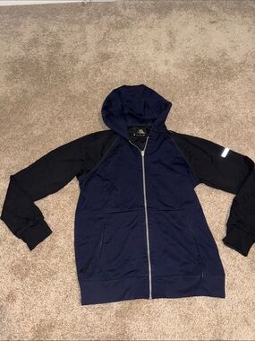 ISAORA Black Blue Hooded Full Zip Jacket - medium. D